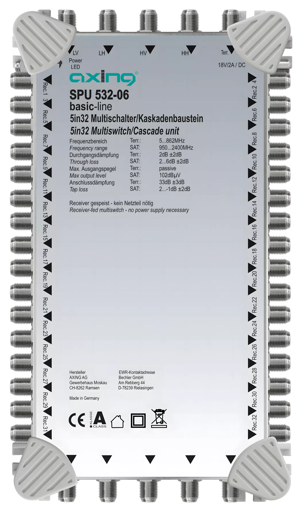 Axing SPU 532-06 Multischalter Stand-Alone/Kaskadenbaustein | 5 in 32 | basic-line-Artikelnummer-061 003 60-von-Axing