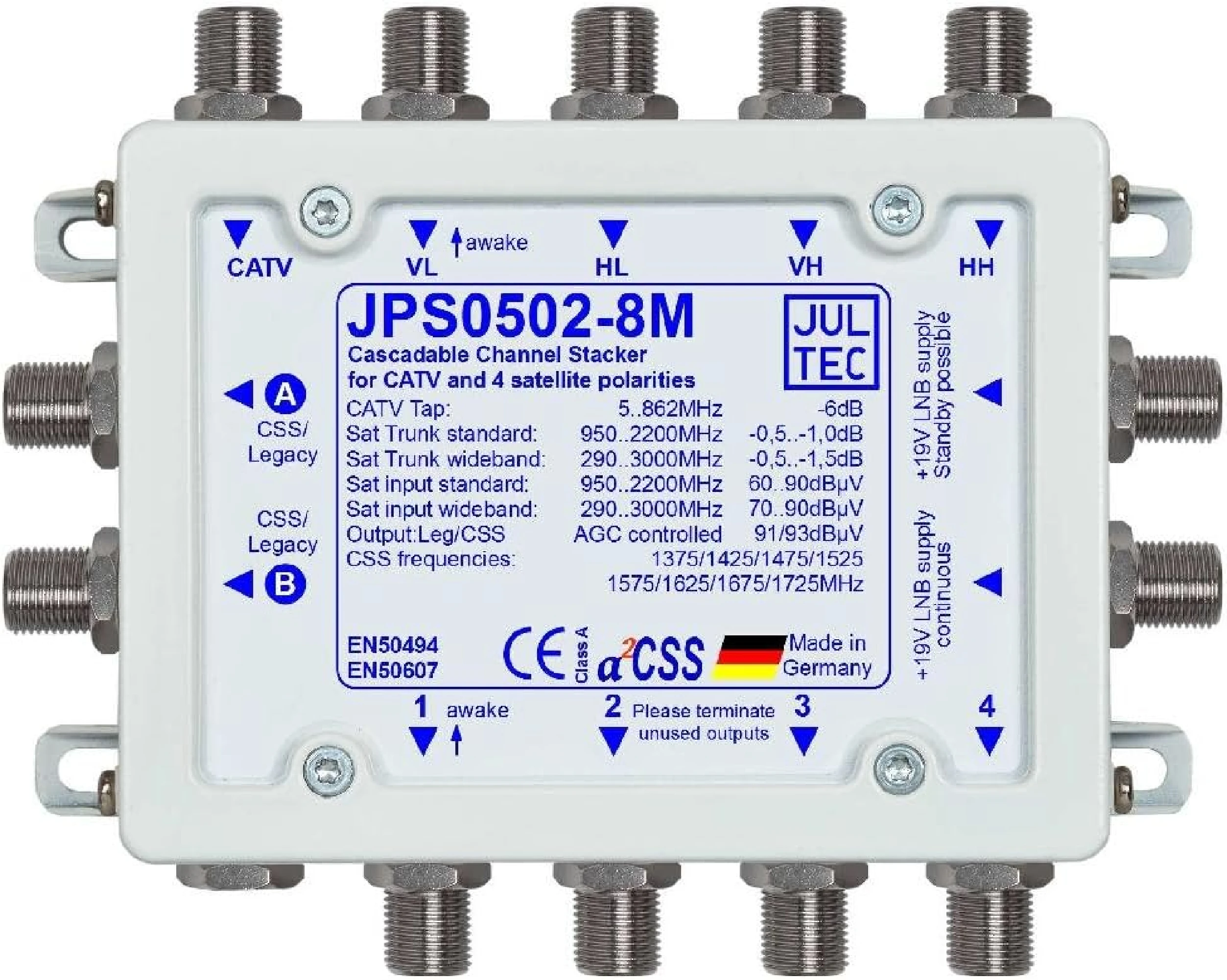 JULTEC JPS0502-8M Unicable-MS für 1 (Breitband 2) Satelliten-Artikelnummer-170 321 22-von-Jultec GmbH