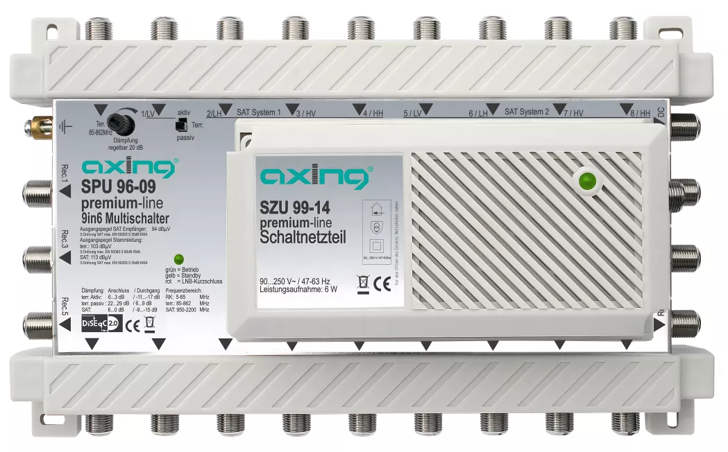 Axing SPU 96-09 Aktiver Multischalter | 9 in 6 | premium-line-Artikelnummer-061 003 73-von-Axing