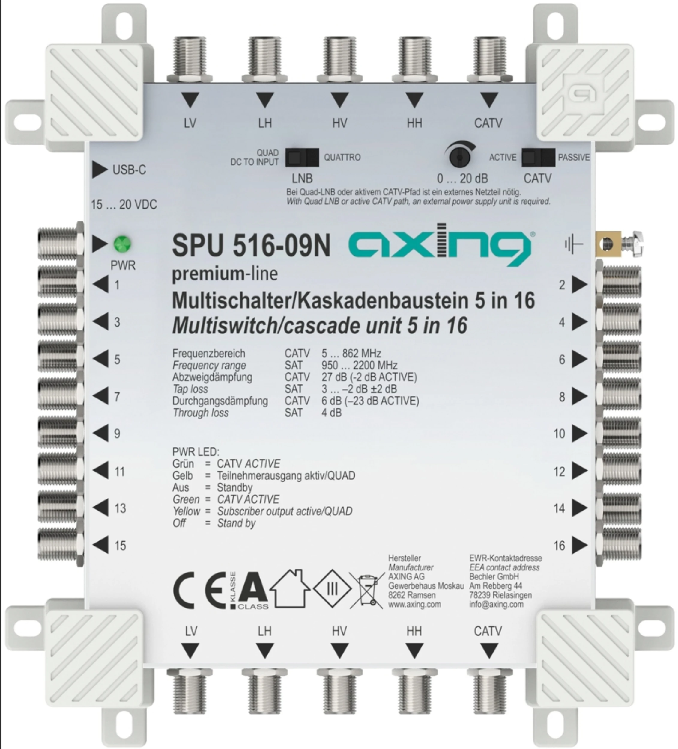 Axing SPU 516-09N Multischalter Stand-Alone/Kaskadenbaustein premium-line  -Artikelnummer-061 004 03-von-Axing