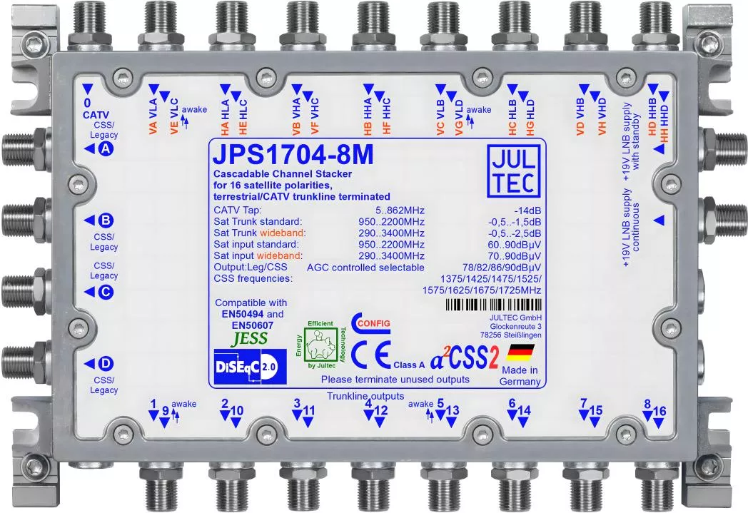 JULTEC JPS1704-8M Unicable-MS für 4 (Breitband 8) Satelliten-Artikelnummer-170 309 06-von-Jultec GmbH